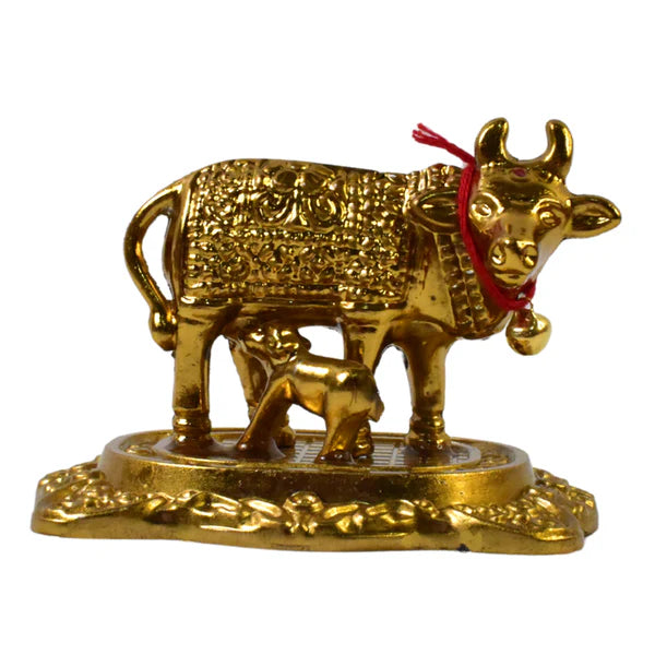 Kamdhenu Cow with Calf Metal Statue