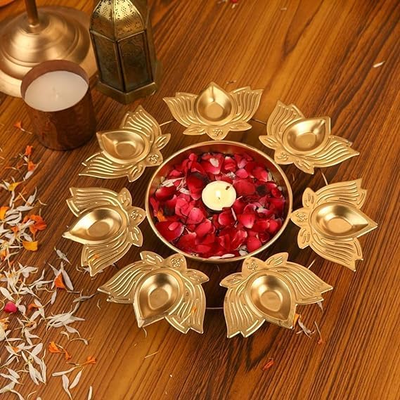 Metal Decorative Designer Urli Flower Candles Bowing Floating Diya