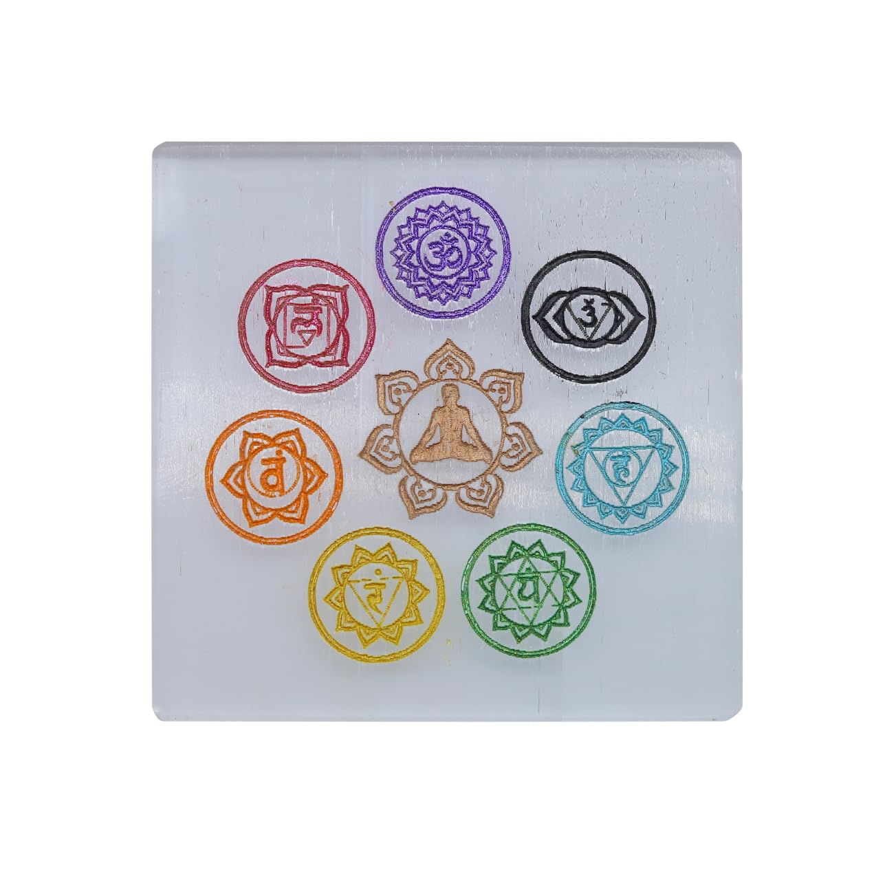 Selenite Seven Chakra Crystal Charging Plate