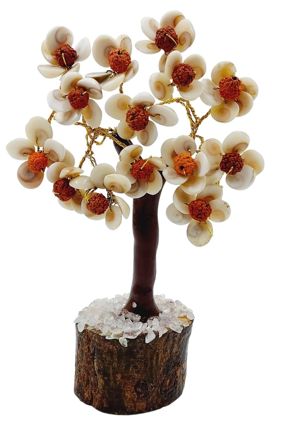 Gomti Chakra Tree with Beads Rudraksha (White and Brown)