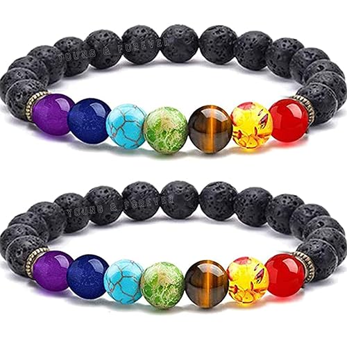7 Chakra Lava Bracelet
