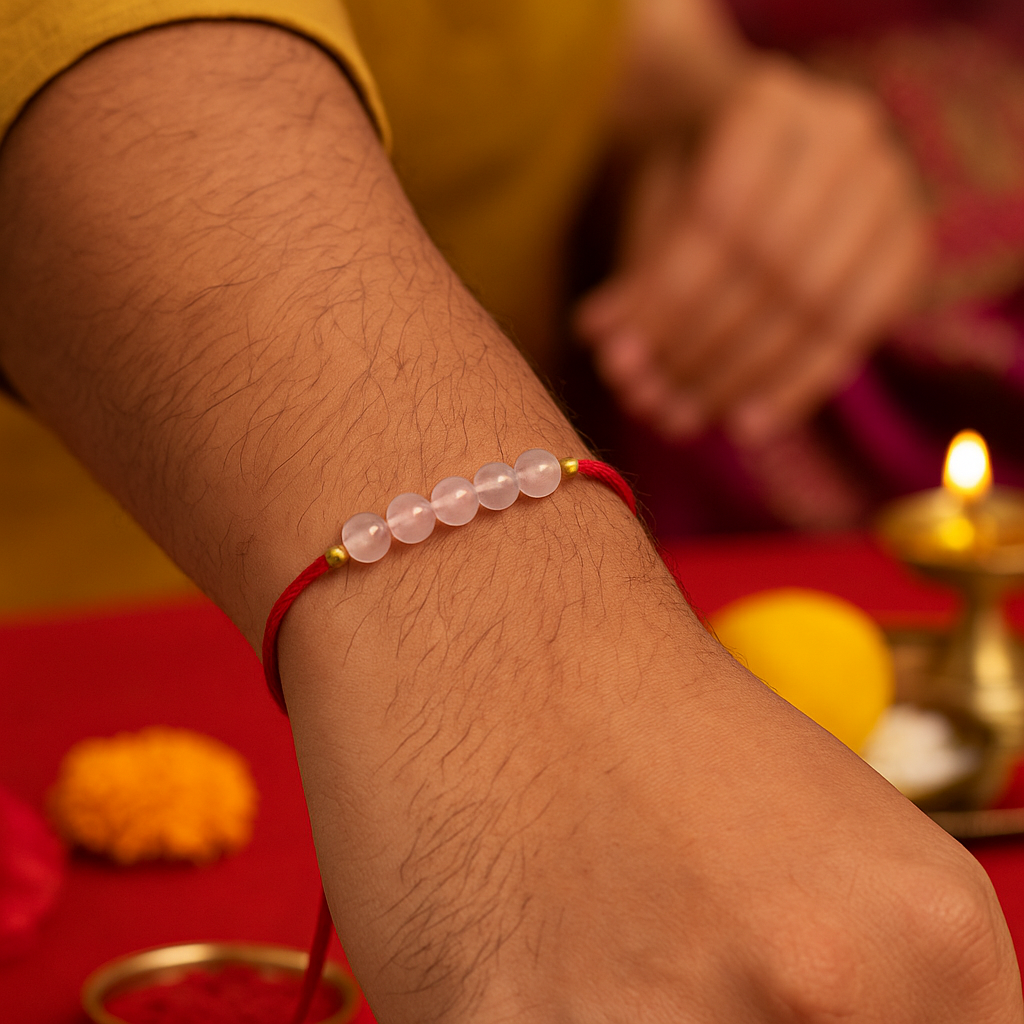 Rose Quartz Healing Rakhi