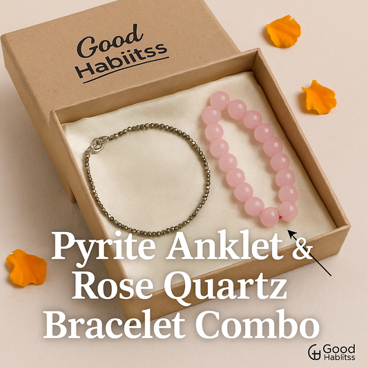 Pyrite Anklet with Rose Quartz Bracelet Combo