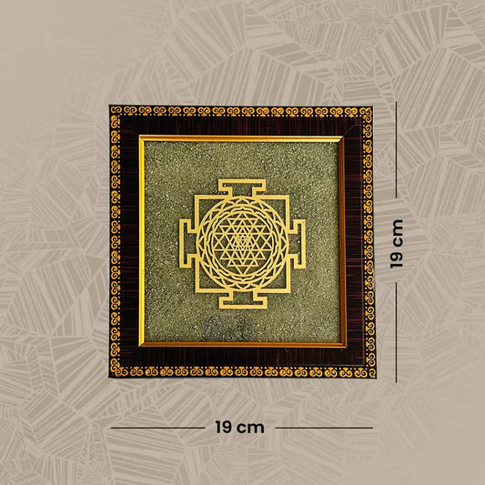 Natural Pyrite Dust Frame with Shree Yantra