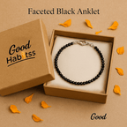 Faceted Black Anklet - GOOD HABITSS
