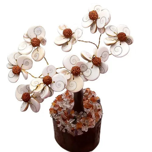 Gomti Chakra Tree with Beads Rudraksha (White and Brown)