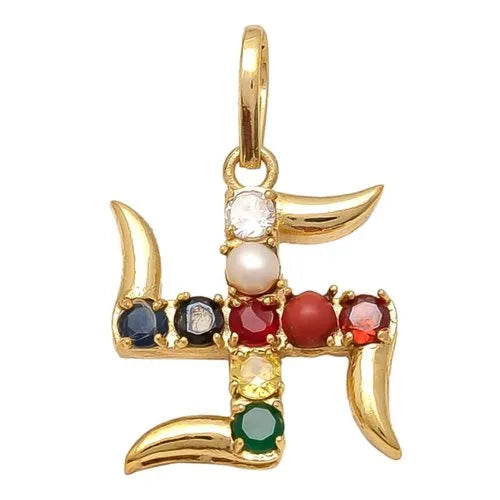 Swastik Design Navratan Pendant