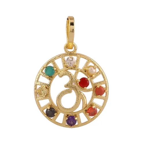 Navgrah Rhodium Gold Plated Pendant