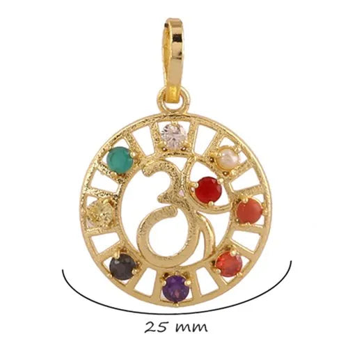Navgrah Rhodium Gold Plated Pendant
