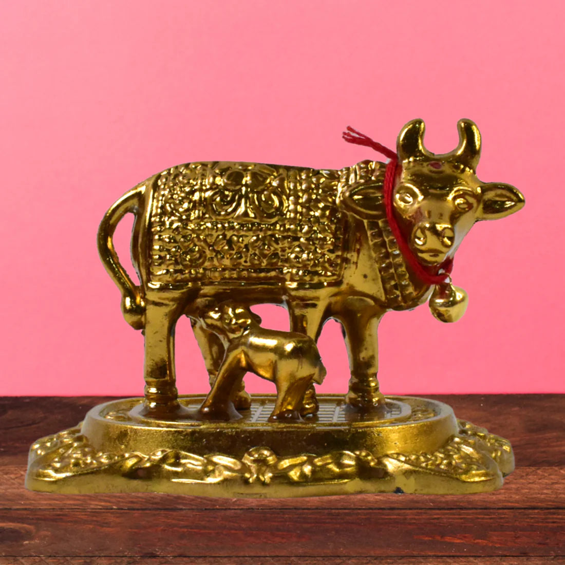 Kamdhenu Cow with Calf Metal Statue
