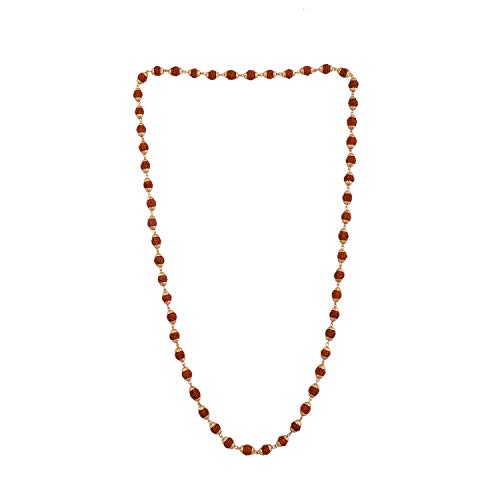 36 Beads 9mm Gold Pleated 5 Mukhi Rudraksha jap Mala Chain