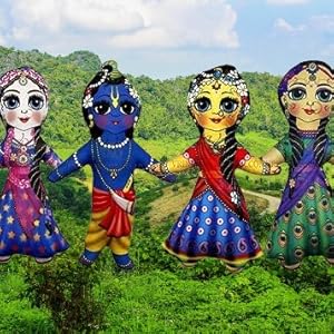 Krishna with Lalita & Visakha Gopi Soft Toy Set 8 Inches