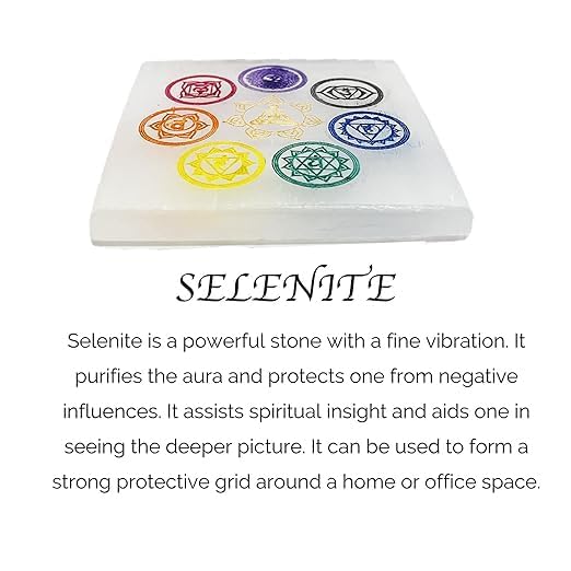 Selenite Seven Chakra Crystal Charging Plate