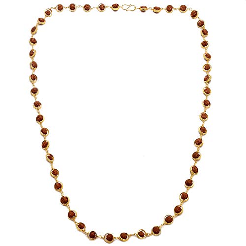 Original 108 Beads Gold Pleated Rudraksha Challa Cap Mala