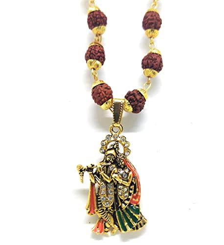 Radha Krishna Locket Chain Rudraksha Mala