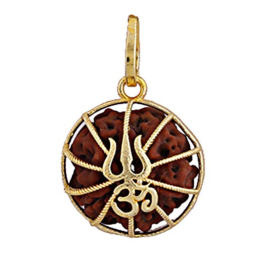 Designer Rhodium Brass Golden Gold Plated Rudraksha Pendant
