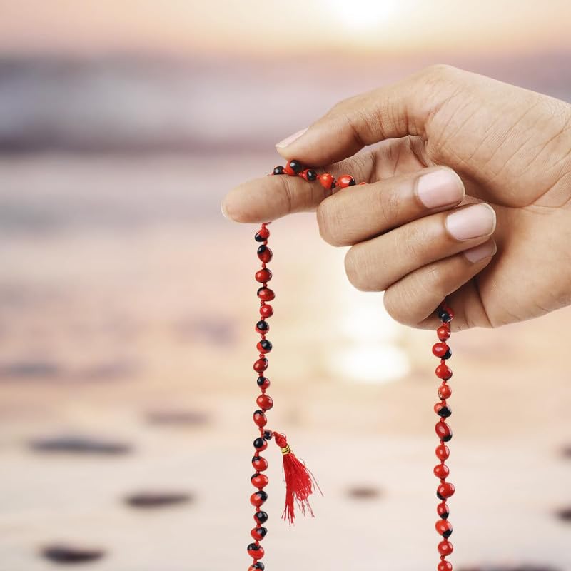 Red Gunja Chirmi Beads Necklace Japa Mala for Lakshmi