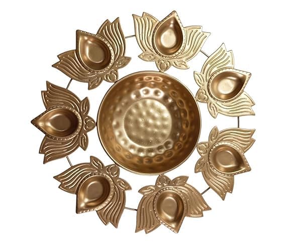 Metal Decorative Designer Urli Flower Candles Bowing Floating Diya