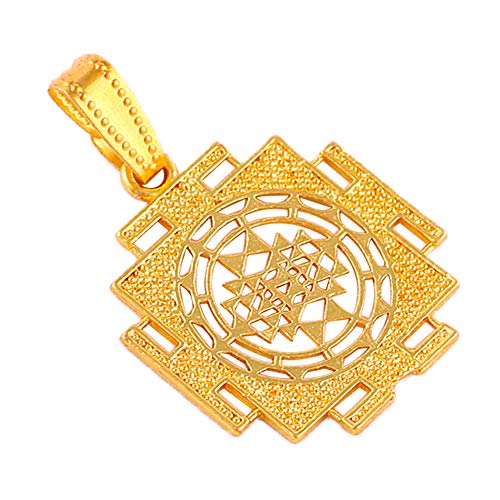 Golden Brass Shri Yantra Pendant Locket for Good Luck