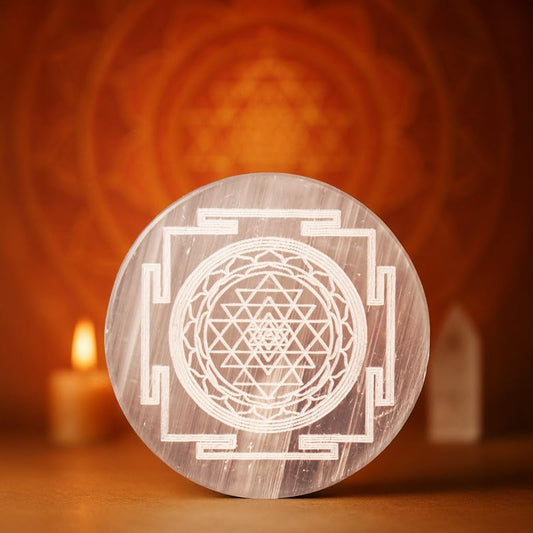 Shree Yantra on Selenite Charging Plate