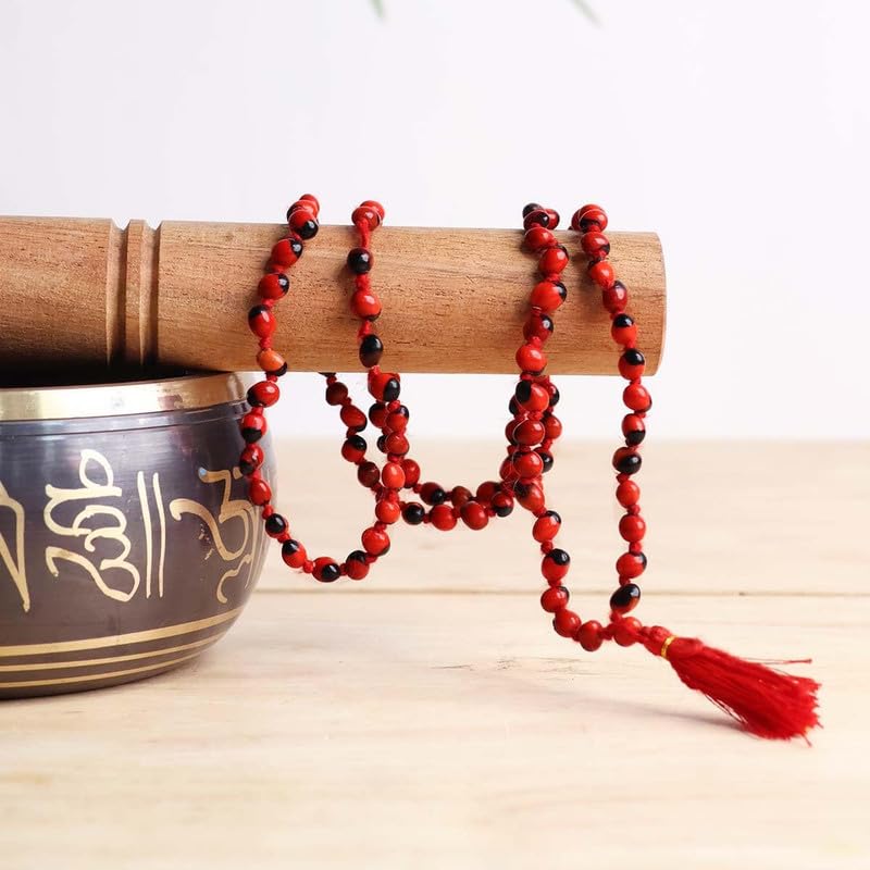 Red Gunja Chirmi Beads Necklace Japa Mala for Lakshmi
