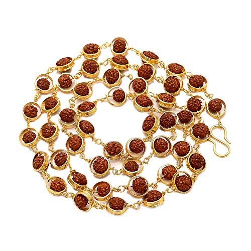 Original 108 Beads Gold Pleated Rudraksha Challa Cap Mala