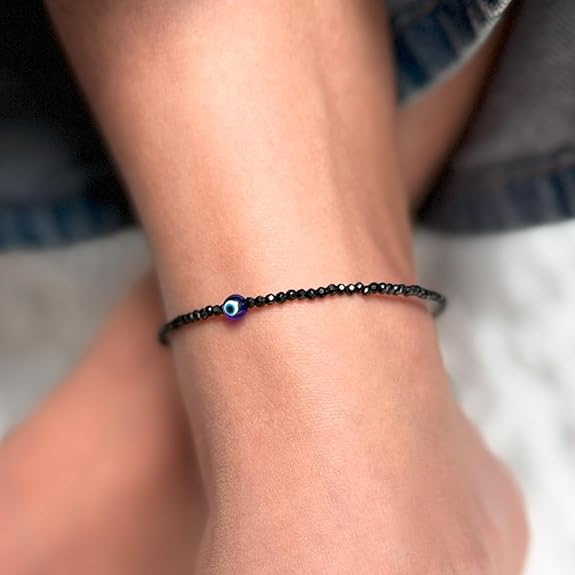 Negative Energy Blocker Anklet – Evil Eye + Tourmaline
