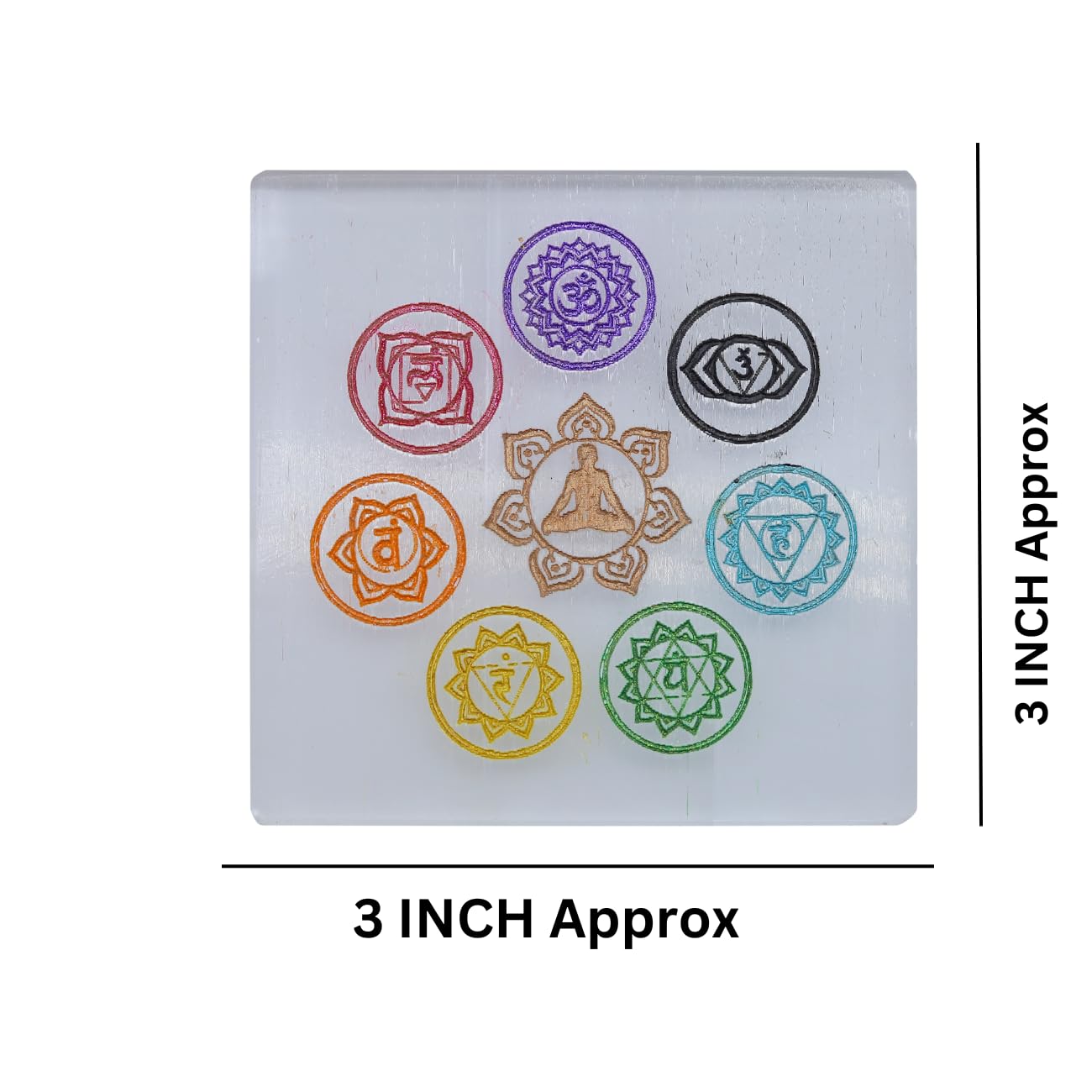 Selenite Seven Chakra Crystal Charging Plate