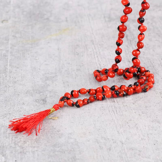 Red Gunja Chirmi Beads Necklace Japa Mala for Lakshmi