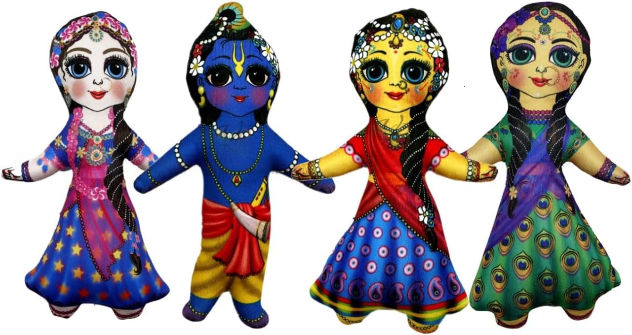 Krishna with Lalita & Visakha Gopi Soft Toy Set 8 Inches