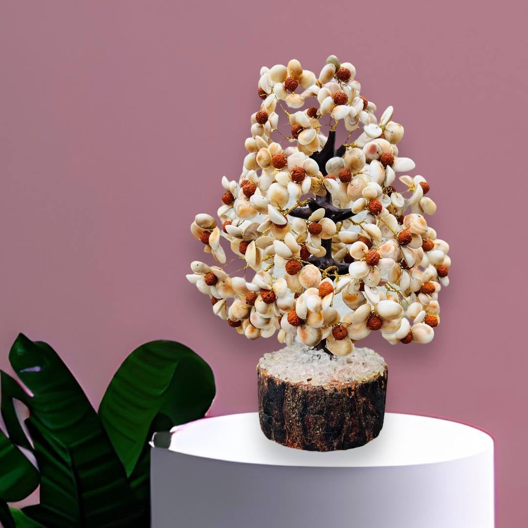 Good Habitss Stone and Rudraksha Gomti Chakra Tree with Rudraksha Beads