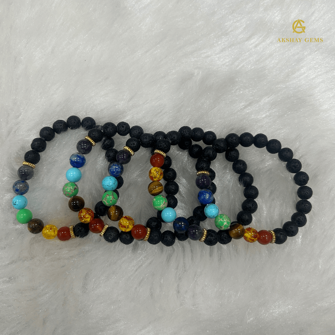 7 Chakra + lava Bracelet - GOOD HABITSS