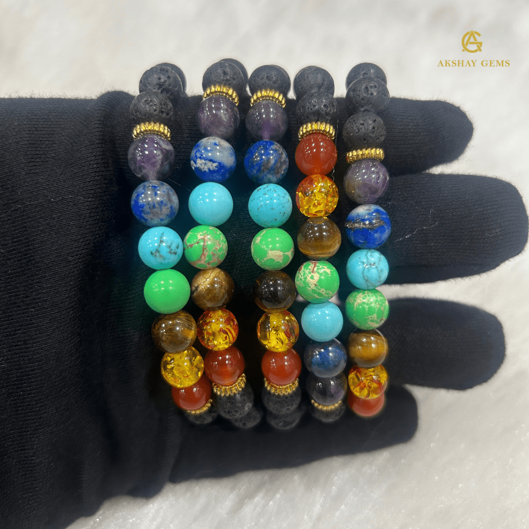 7 Chakra + lava Bracelet - GOOD HABITSS