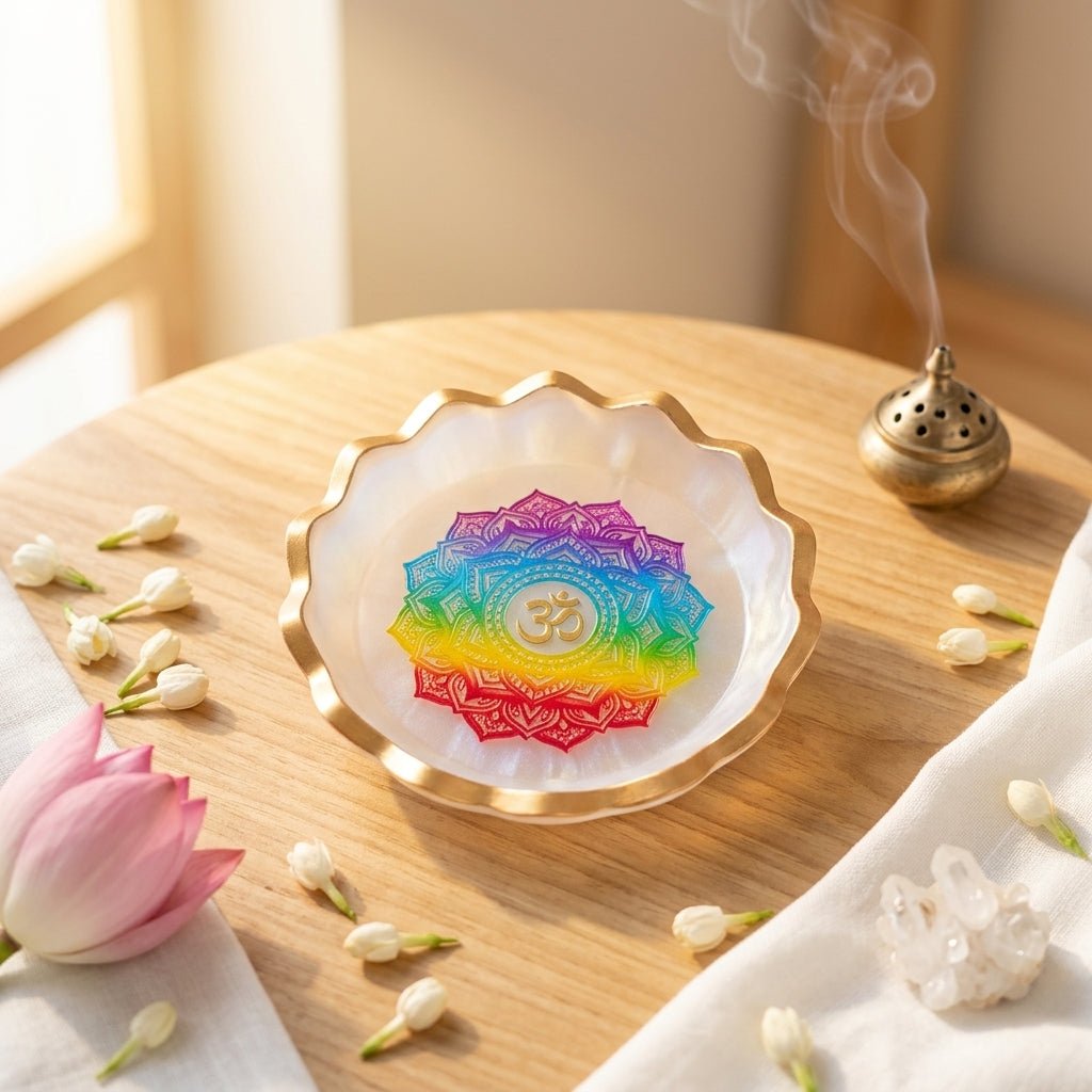 7 Chakra Om Protection Energy Selenite Bowl - GOOD HABITSS