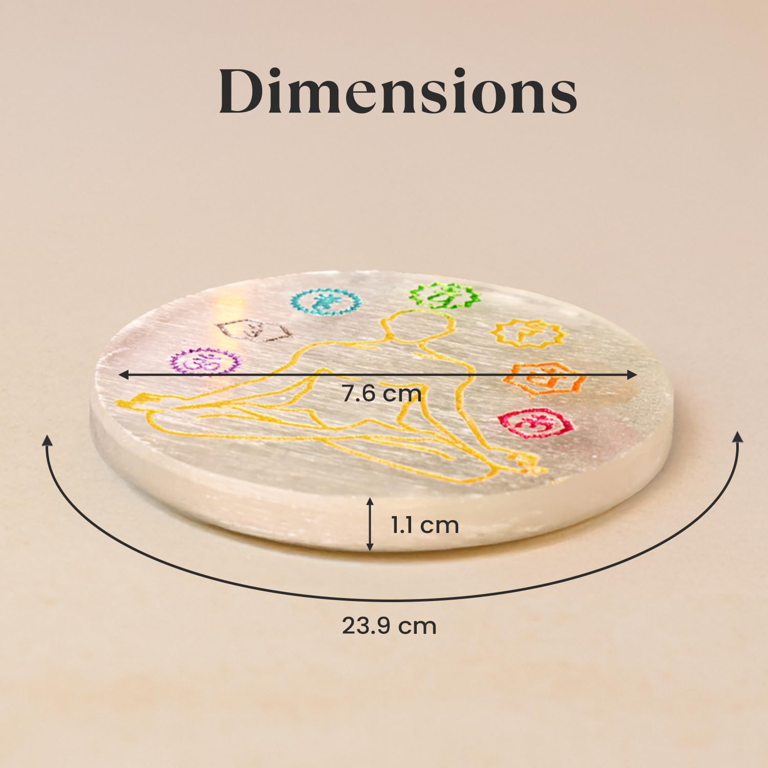 7 Chakra Selenite Charging Plate - GOOD HABITSS