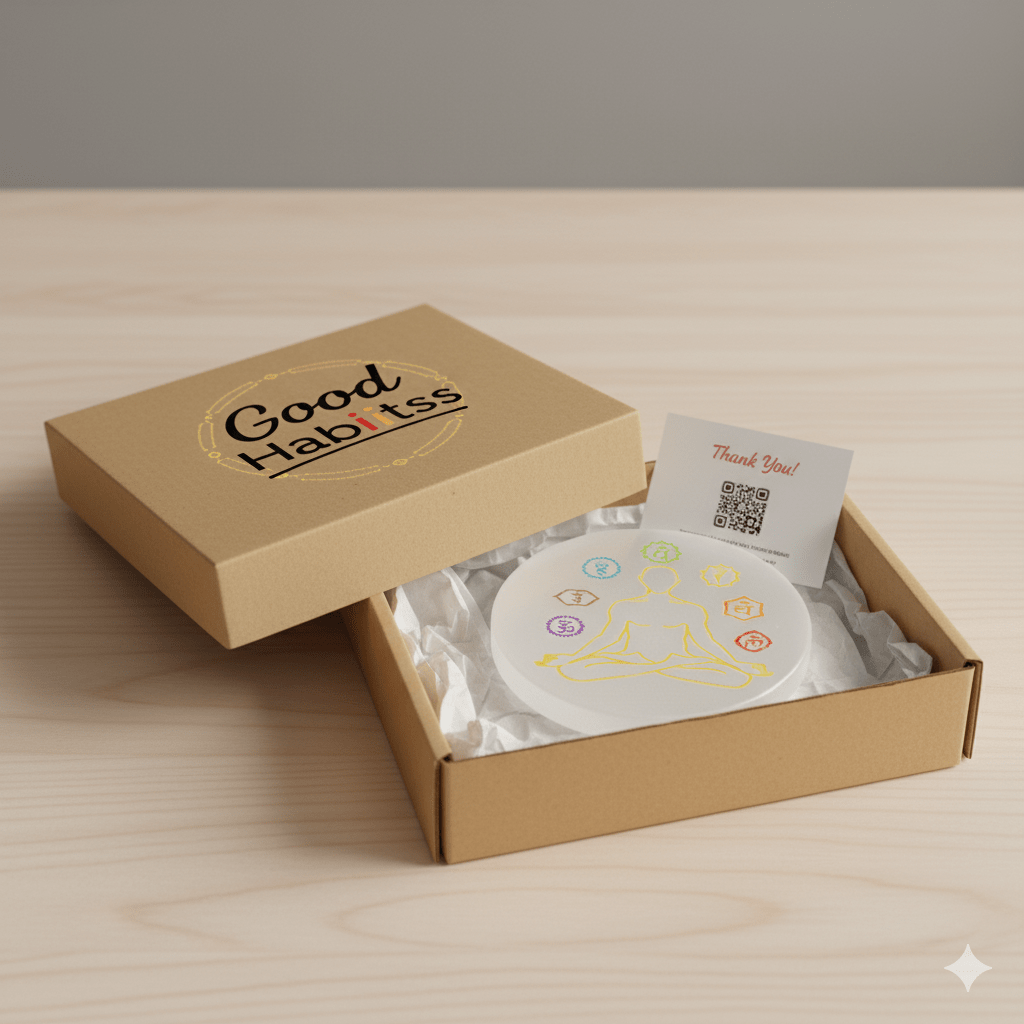 7 Chakra Selenite Charging Plate - GOOD HABITSS