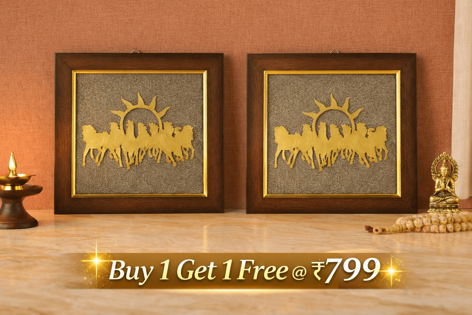 7 Horses Pyrite Frame (7x7) - GOOD HABITSS