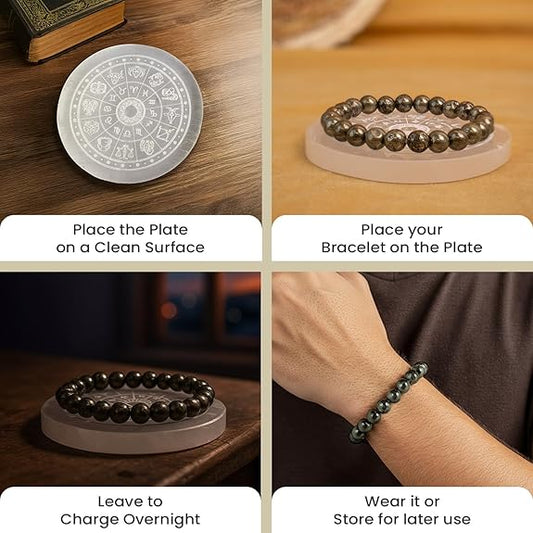 Raw Pyrite Bracelet with Selenite Plate Combo