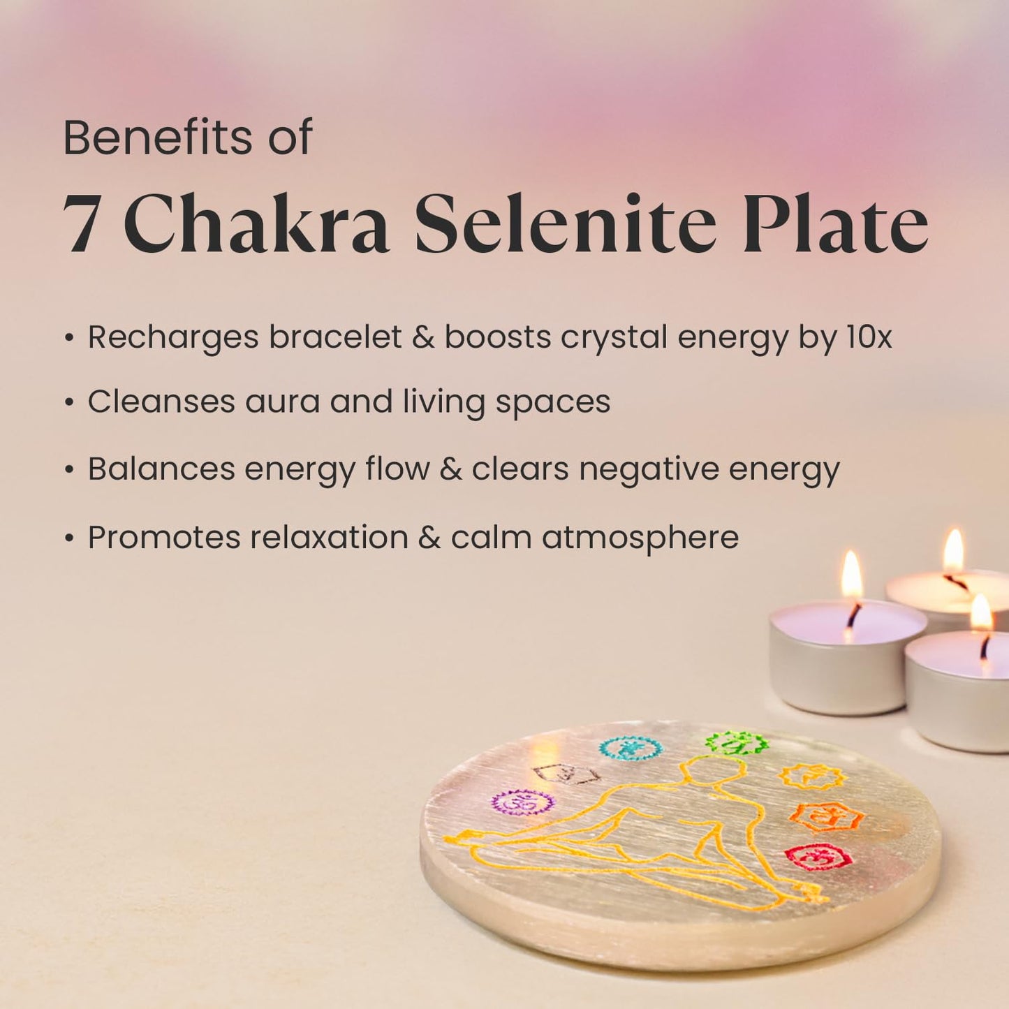 7 Chakra Selenite Charging Plate