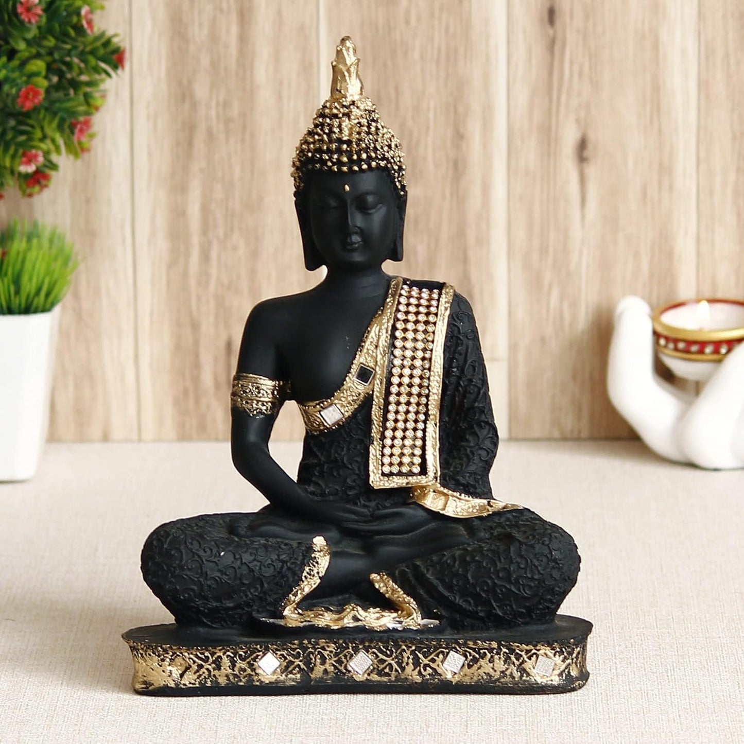 Black Stone Buddha Statue