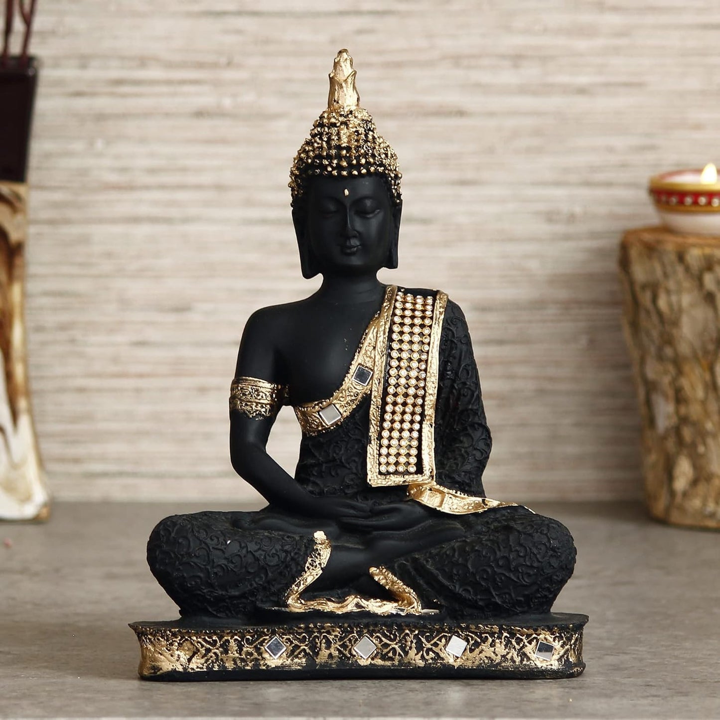 Black Stone Buddha Statue