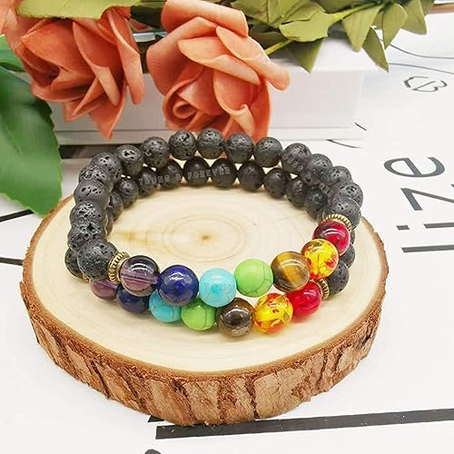 7 Chakra Lava Bracelet