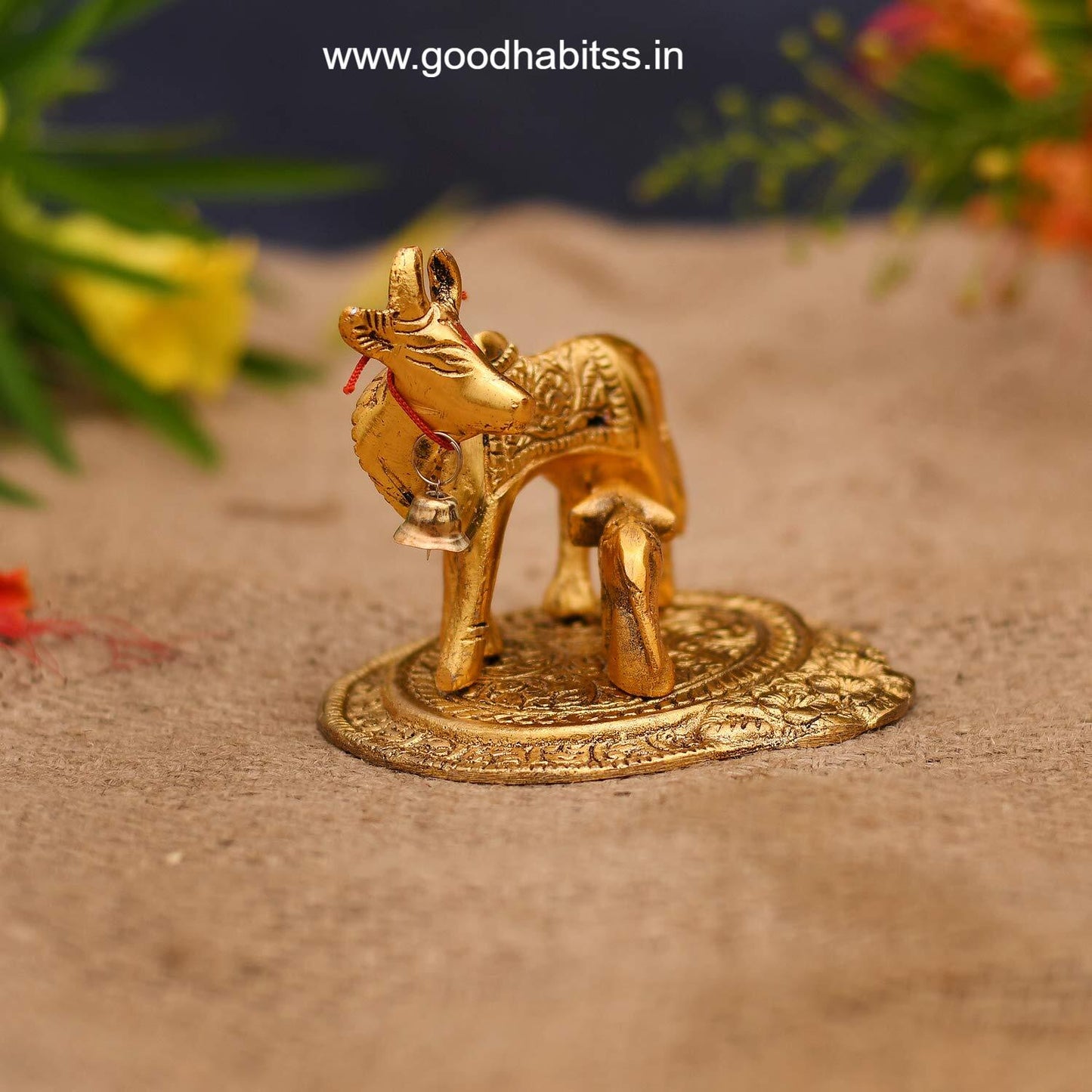 Kamdhenu Cow with Calf Metal Statue