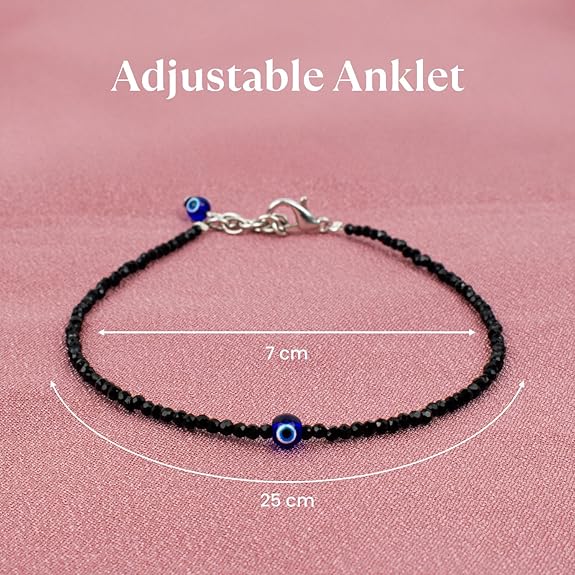 Negative Energy Blocker Anklet – Evil Eye + Tourmaline