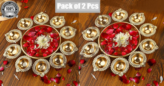 Round Gold Polish Decorative Urli Bowl 1set (pack of 2)