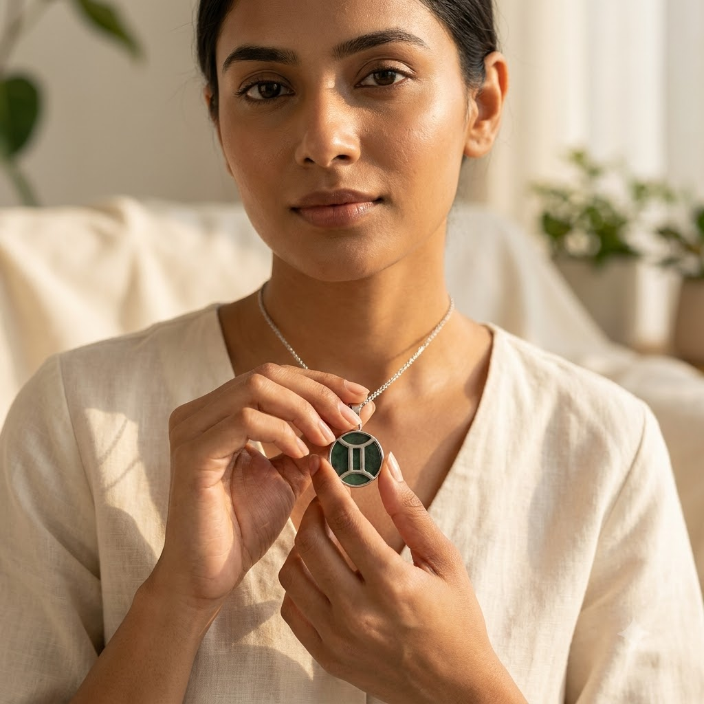 Gemini Pendant – Green Aventurine Zodiac Necklace | Wear Your Sign, Embrace Your Strengths