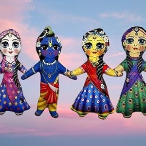 Krishna with Lalita & Visakha Gopi Soft Toy Set 8 Inches