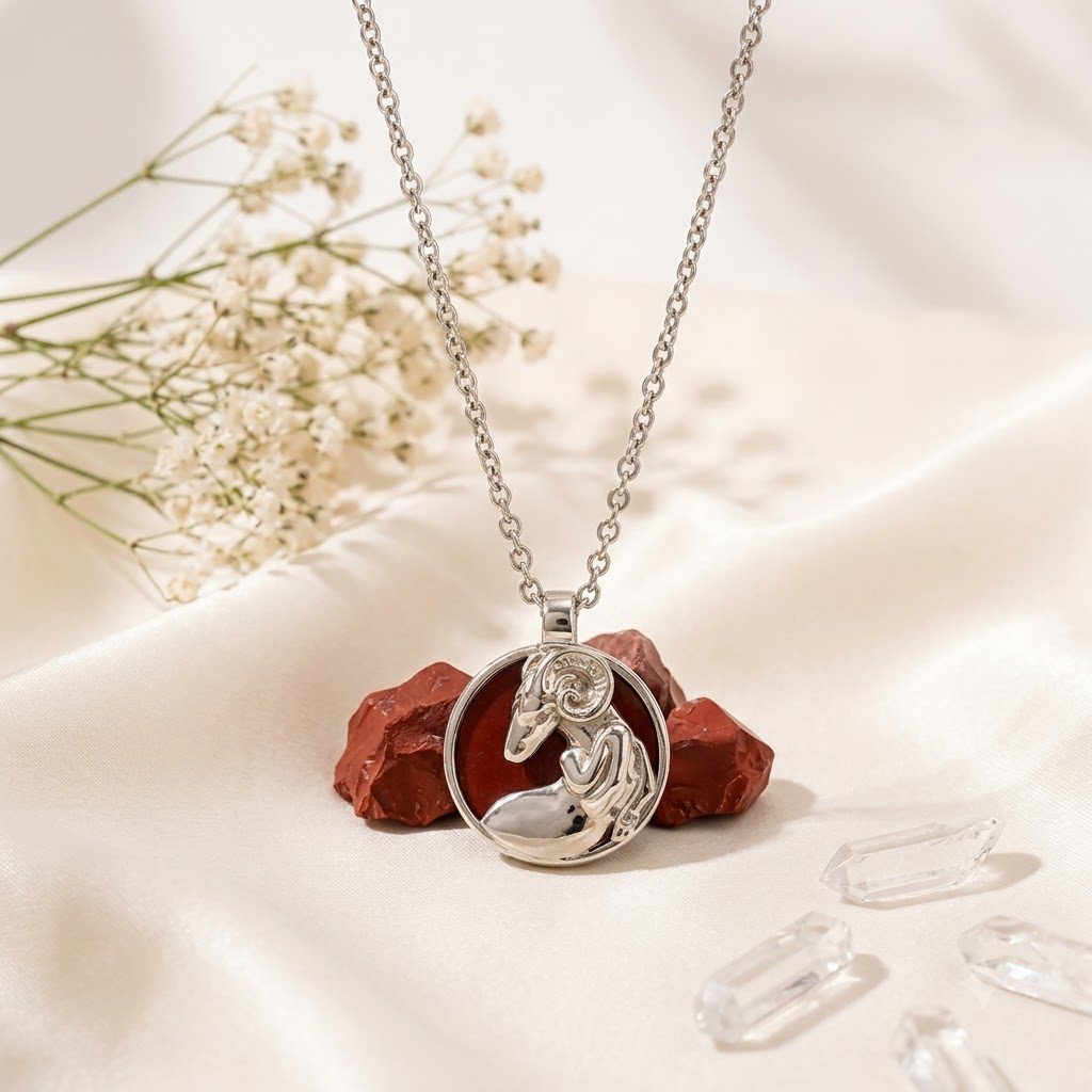 Virgo Zodiac Necklace | Red Jasper Crystal | Elegant Meaningful You
