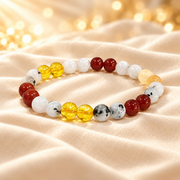 8mm Crystal-Inspired Everyday Bracelet – Natural Stone Jewellery on champagne fabric
