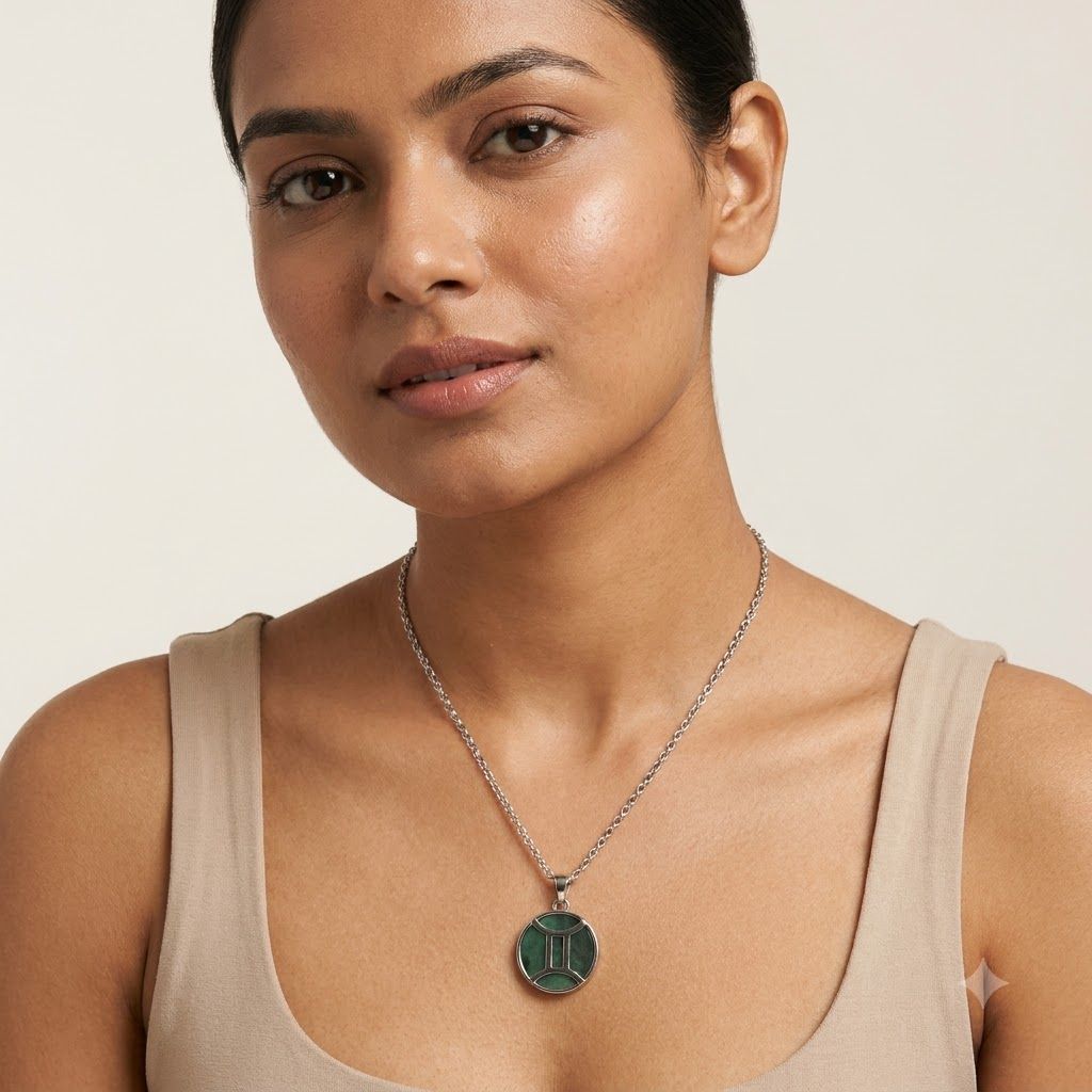 Gemini Pendant – Green Aventurine Zodiac Necklace | Wear Your Sign, Embrace Your Strengths